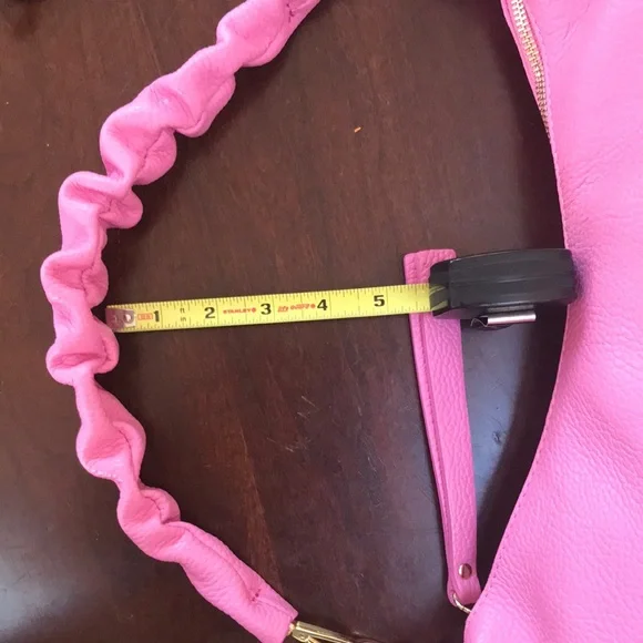 Ultra Pink Italian Leather Crescent / Sling Shoulder Bag - Picture 9 of 12